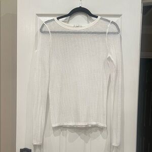 HASHTAG  White Mesh Long Sleeve Top SIZE XS